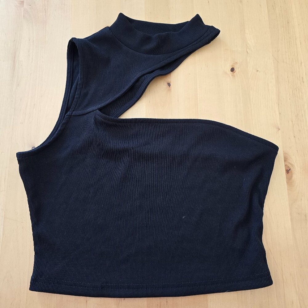 Cider Tank Womens Size Large L Black Abstract Sleeveless Asymmetrical